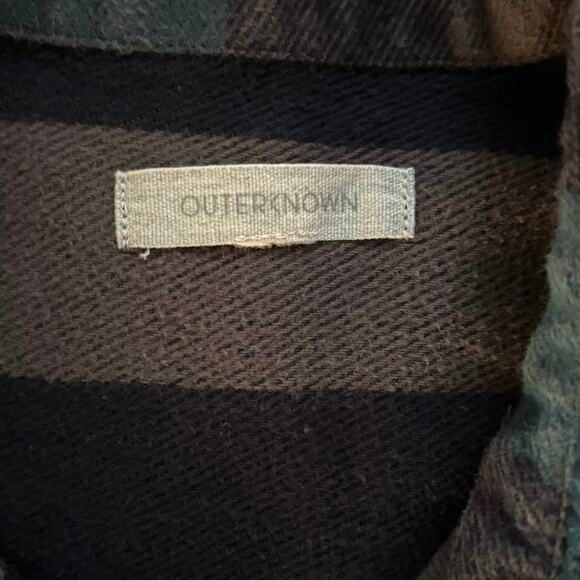 Outerknown Size XS Flannel Shirt Button Front Checked Boxy Fit Organic Cotton - Picture 3 of 4